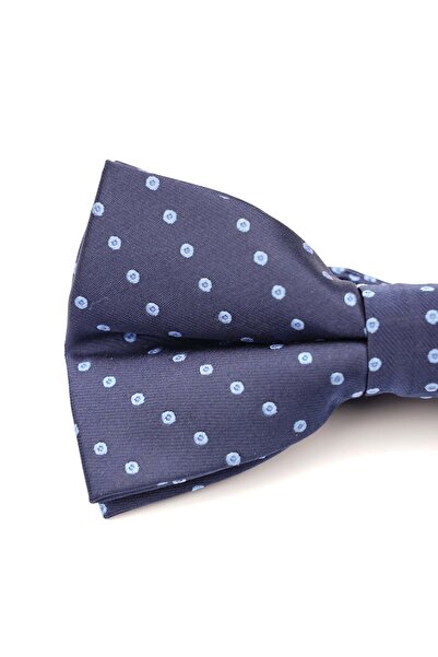 6AM Ceremony Classic navy blue bow tie with blue polka dots