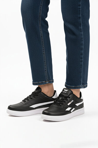 WALKWAY Black and White Lace-Up Lightweight Leather Men's Sneakers Marlow m