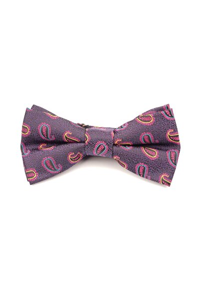 6AM Ceremony Purple bow tie with multicolor paisley print – 100% silk