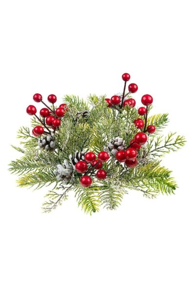 SHOPIENS Christmas Decorative Ring - Berries Model, Medium, Green, Plastic