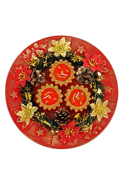 SHOPIENS Decorațiune de Crăciun, 3 lumânări roșii, 24 cm