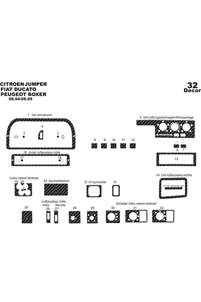 Marscockpitdesign غطاء كونسول توربيدو لسيارات بيجو بوكسر وجامبر ودوكاتو 1994-...