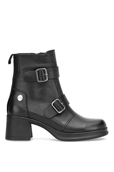 Mammamia D25KB-8570 Γυναικείες μπότες με τακούνι από γνήσιο δέρμα Μαύρο