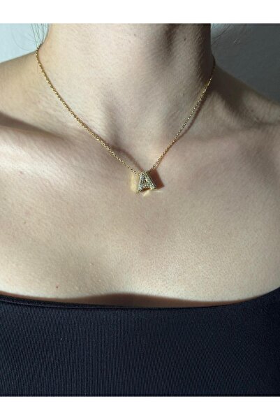 Sirena Accessories Gold Kaplama Zirkon Taşlı Harfli Kolye