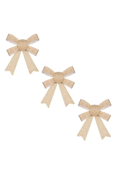 SHOPIENS Funde decorative de Crăciun, bej, sclipici, 14x10 cm, set de 3