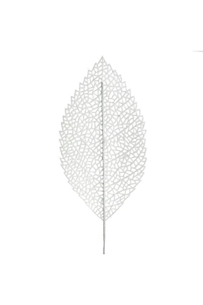 SHOPIENS Διακοσμητικό Κλαδί, Λευκό Φύλλο, 71εκ., Ασημί Γκλίτερ