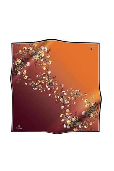 Vissona Tivil Silk Scarf 60849 - 3 - 0014 Tan Floral Pattern