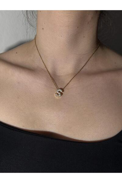 Sirena Accessories Gold Kaplama Zirkon Taşlı Harfli Kolye