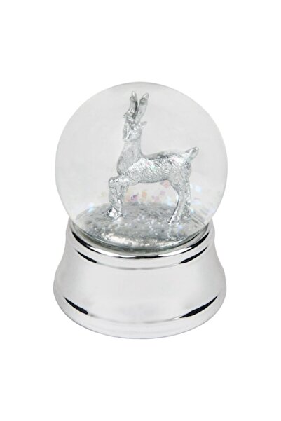 SHOPIENS Glob decorativ de Crăciun cu lichid - LED cu cerb argintiu, 7x8cm, b...