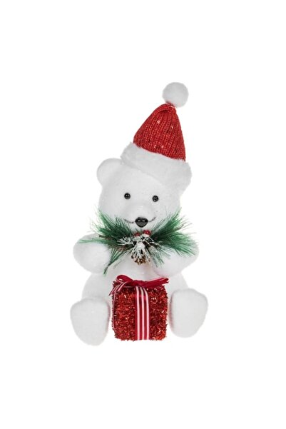 SHOPIENS Figurină decorativă de Crăciun, ursuleț de pluș din spumă, sclipici ...