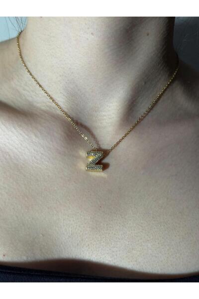 Sirena Accessories Gold Kaplama Zirkon Taşlı Harfli Kolye