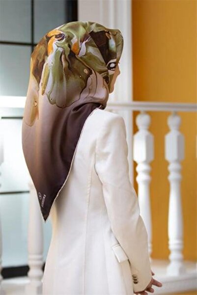 Vissona Μεταξωτό μαντήλι Tivil 51620 - 6 - 0037 - 0014 Χακί Ταμπά Μοτίβο ακουαρέλας