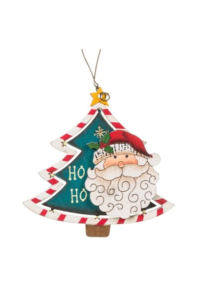 SHOPIENS Ornament de Crăciun vintage din lemn, multicolor, 8 cm