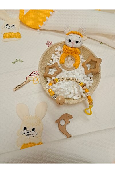 yarem aksesuar İkili Amigurumi Set İsimli Emzik Zinciri Çıngırak
