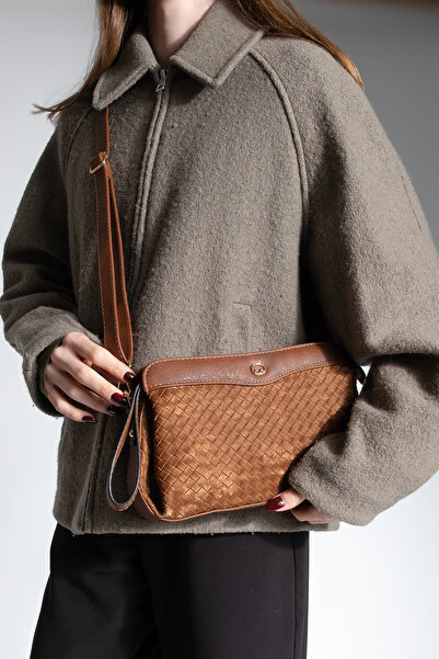 Marjin Women's Clutch Crossbody Bag with Zippered Inner Pocket, Hand and Shoulder Bag, Faris Taba