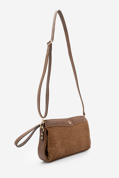 Marjin Women's Clutch Crossbody Bag with Zippered Inner Pocket, Hand and Shoulder Bag, Faris Taba