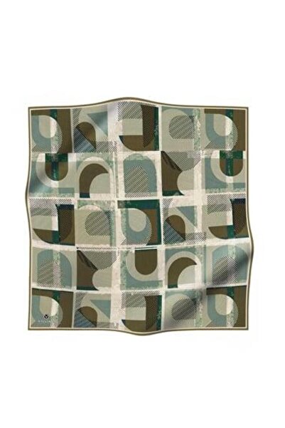 Vissona Μεταξωτό μαντήλι Tivil 51918 - 0402 - 0003 Μοτίβο με πράσινη γραμμή μούχλας