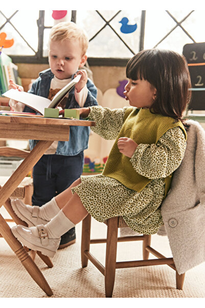 MAYORAL Baby Girl 2-Piece Set (1-4 Years) – Green Dress with Floral Pattern a...