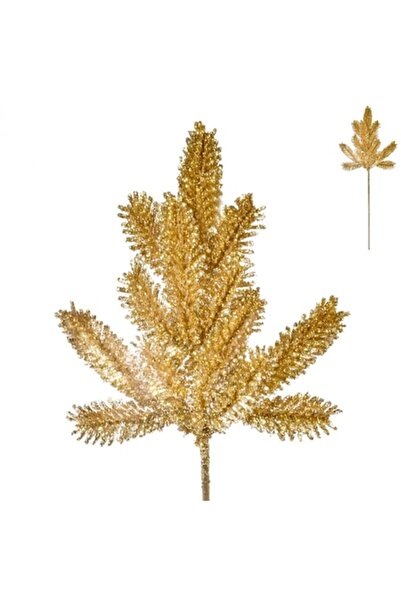 SHOPIENS Creangă decorativă de Crăciun, tulpină lungă, sclipici auriu, 36 cm