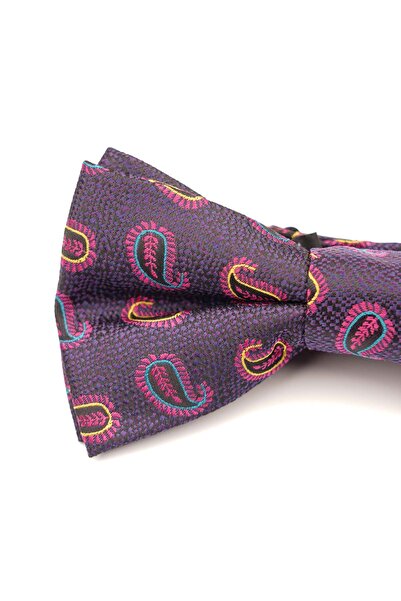 6AM Ceremony Purple bow tie with multicolor paisley print – 100% silk