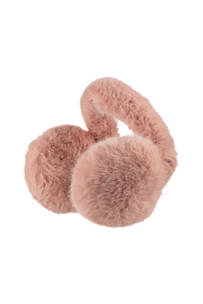 Nordbron Women's Pink Plain Soft Winter Ear Muffs Plush Textured Foldable Stylish Elegant Fluff