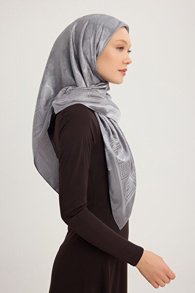 Wafa A1111 Ζακάρ Γυαλιστερό Σατέν Κασκόλ 110x110cm - Ασημί