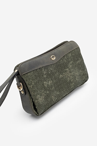 Marjin Women's Clutch Crossbody Bag with Zippered Inner Pocket, Hand and Shoulder Bag, Faris Khaki