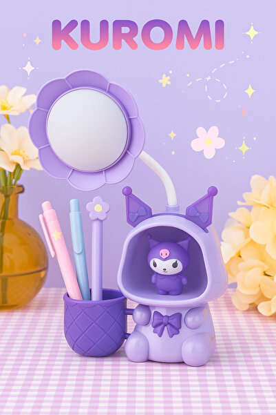 UĞURDAN Kuromi Işıklı Masa Lambası – Kalemlikli Kalemtıraşlı Sevimli USB Gece Lambası | Çalışma Lambası