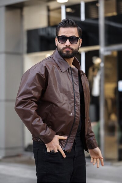 LUMAST سترة بومبر عصرية كبيرة الحجم بتصميم عتيق