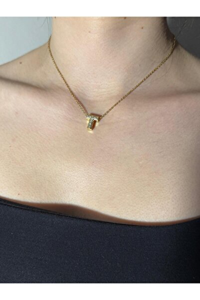 Sirena Accessories Gold Kaplama Zirkon Taşlı Harfli Kolye