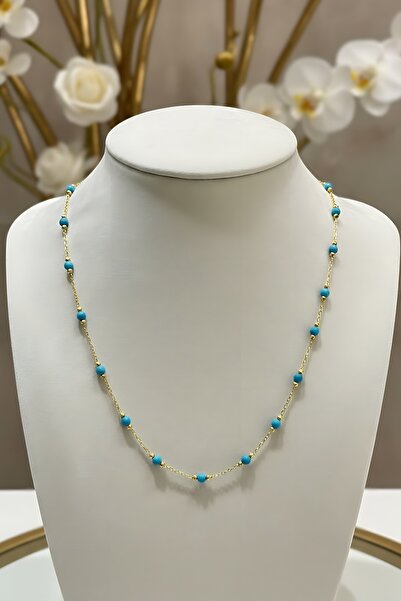 Utku Kuyumculuk 22 AYAR FİRUZE TAŞLI DORİKALI ALTIN KOLYE