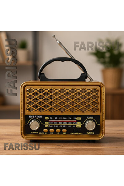 farissu EVERTON RT-735 Retro Tasarım Güneş Enerjili Bluetooth USB/TF MP3 FM/A...