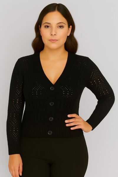 Sfg Life Moda Women's V-Neck Buttoned Front Seasonal Cardigan