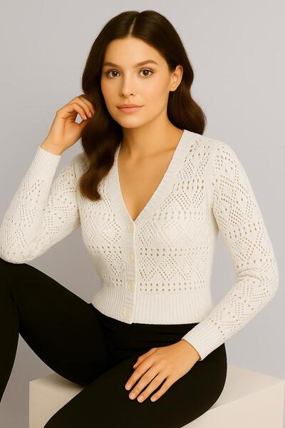 Sfg Life Moda Women's V-Neck Buttoned Front Seasonal Cardigan