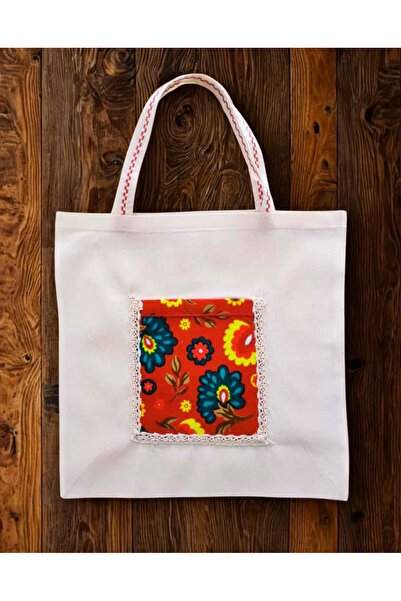 COLORPAK EL YAPIMI KETEN BEZ ÇANTA CEPLİ 34x34 cm