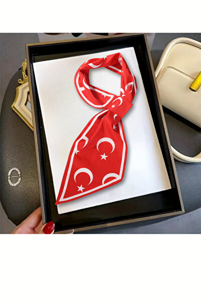 nurfemina Stylish Women's Tie Scarf with Turkish Flag Pattern 10 Pcs