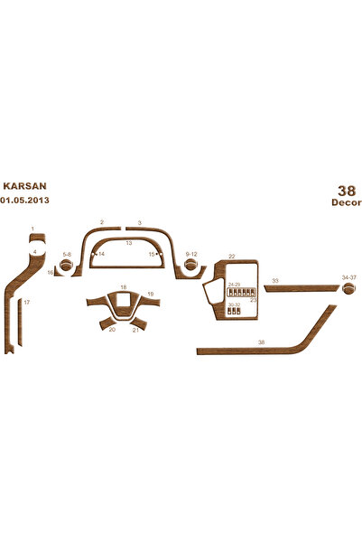 Marscockpitdesign غطاء كونسول توربيدو لسيارة بيجو كارسان جيست 2013، 38 قطعة