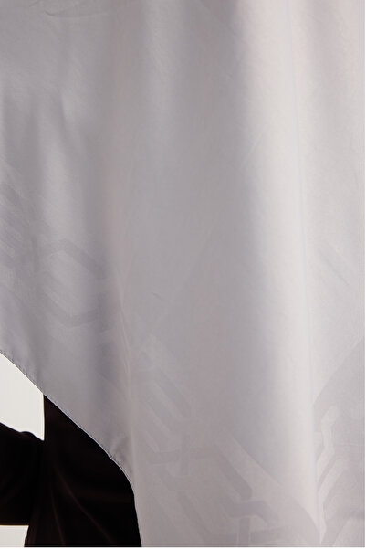 Wafa A1121 Ματ Σατέν Φουλάρι Ζακάρ 110x110cm - Ασημί