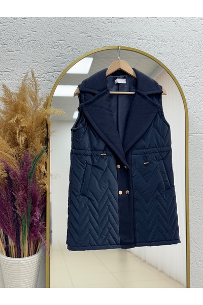 BENAHOLL Vestă gonflabilă matlasată Belista cu nasturi metalici pentru strâng...