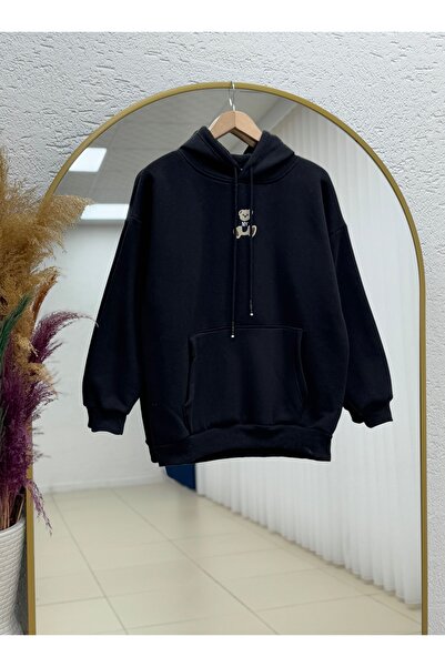 BENAHOLL Deloria Teddy Bear με τύπωμα 3 Κουκούλα με κορδόνια Sweat-CI8987 Μαύρο