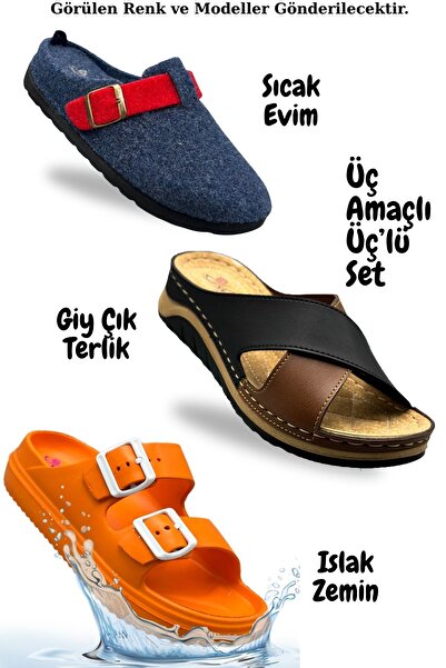 sermoda Women's Slippers - Set of Three Women's Slippers: House Slippers, Street Slippers, and Wet Floor Slippers in One