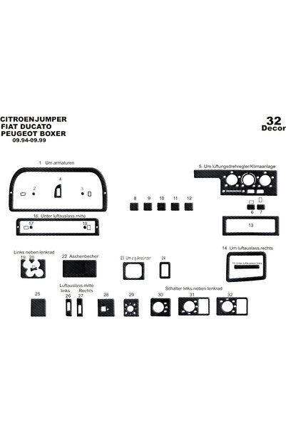 Marscockpitdesign غطاء كونسول توربيدو لسيارات بيجو بوكسر وجامبر ودوكاتو 1994-...