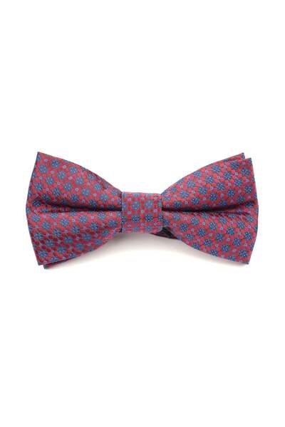 6AM Ceremony Elegant red bow tie with blue floral print