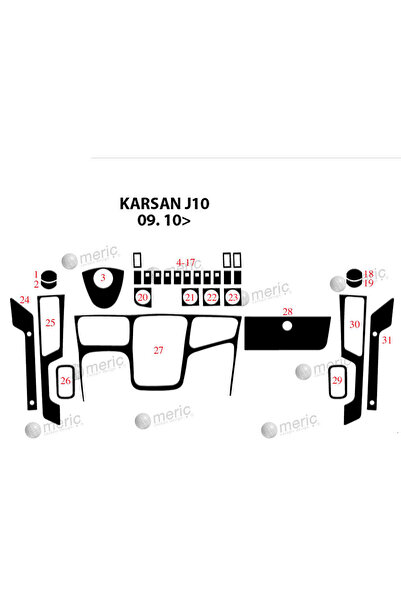 Marscockpitdesign غطاء كونسول توربيدو لسيارة بيجو كارسان J10 موديل 2010، 31 قطعة