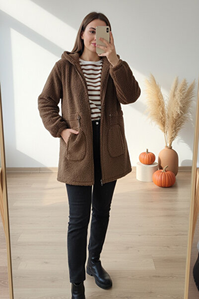 FERHEL Βασικό βελούδινο με κουκούλα και φερμουάρ