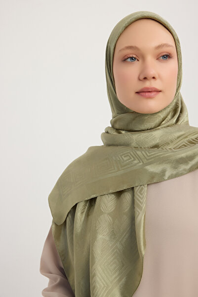 Wafa Eșarfă din satin lucios jacquard A1111 110x110cm - verde