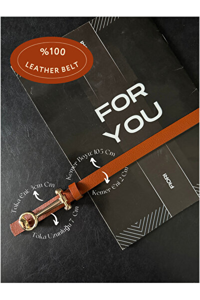 Fiori حزام نسائي رفيع بتصميم من الجلد الطبيعي مع مشبك طويل، حزام للسترة، حزام...