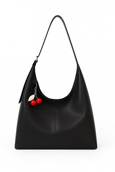 DEZ STORE Büyük Kapasiteli Kiraz Charm Hediyeli Shopper Omuz Çantası
