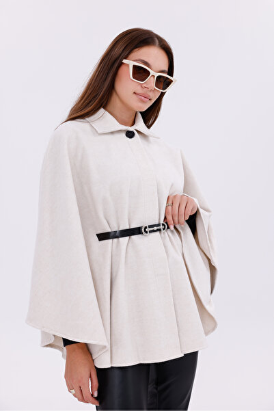 freemen Women's Stone Tok Plush Poncho – Warm Winter Outerwear with Buckle Waist Detail