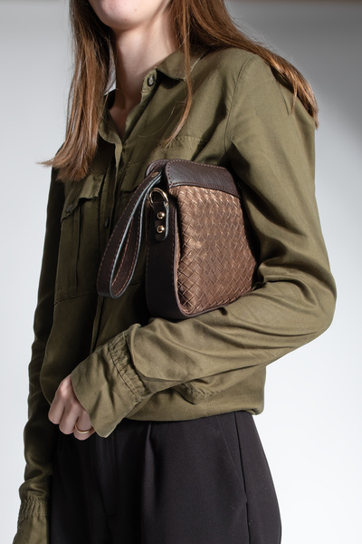 Marjin Women's Zippered Inner Pocket Clutch Crossbody Hand and Shoulder Bag Faris Brown